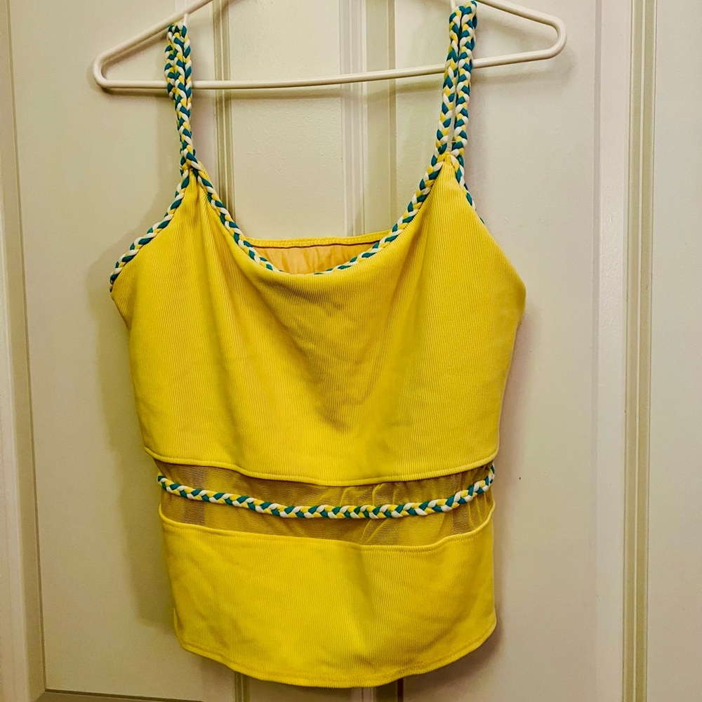 Mainstream tankini top only size 16 yellow with turquoise trim
